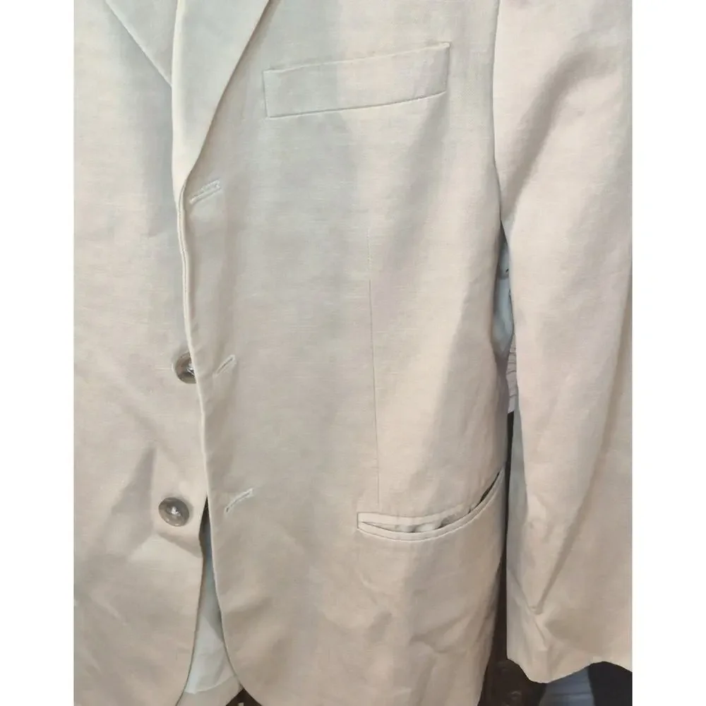 Banana Republic Modern Blazer Tan/Beige Mens 38S Linen & Cotton Blend 3 Buttons
